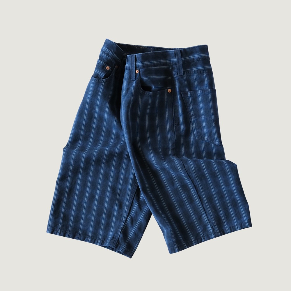 Levi's 469 Shorts Men Blue Striped Baggy Vintage Y2K Skater Size 29 30W